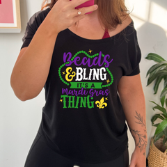 Beads & Bling It's A Mardi Gras Thing | Slouchy Tee