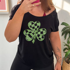 Checkered Shamrock | Slouchy Tee
