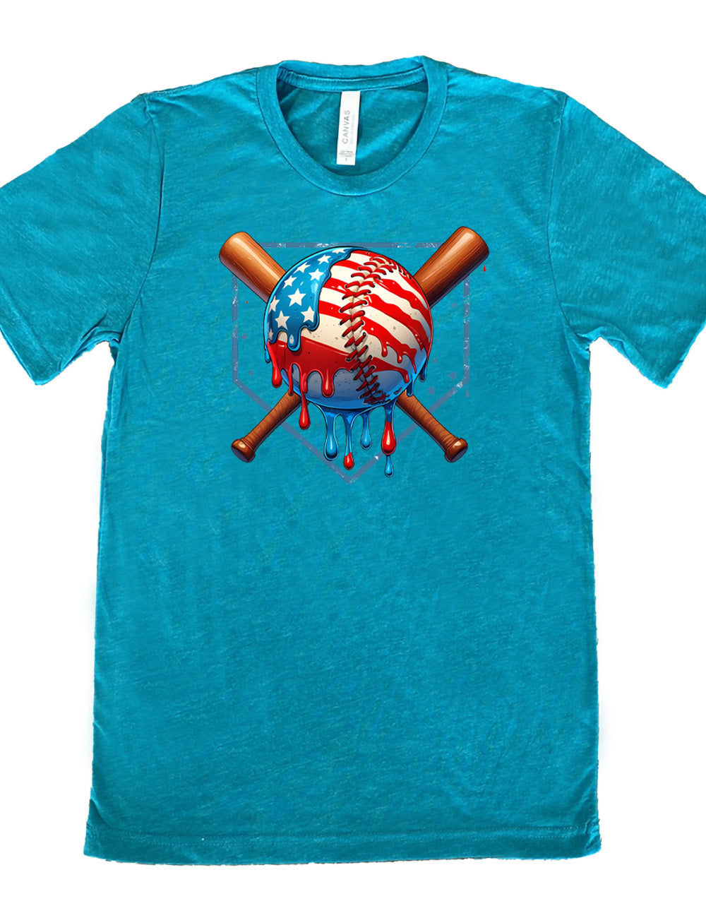 American Flag Baseball Drip Shirt Unisex