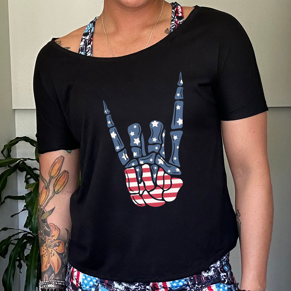 American Flag Skeleton Hand | Slouchy Tee