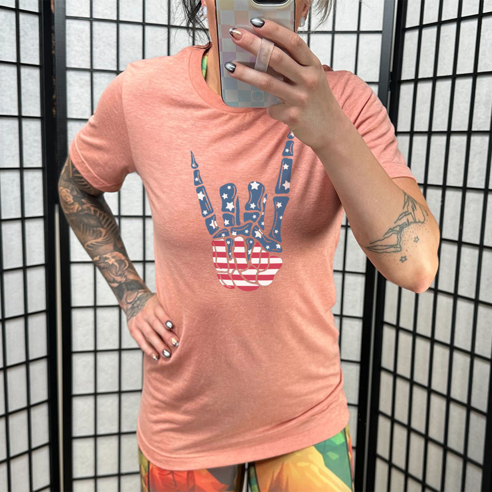 American Flag Skeleton Hand Shirt Unisex