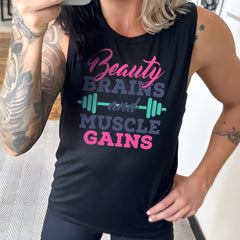 Beauty Brains & Muscle Gains Muscle Tank