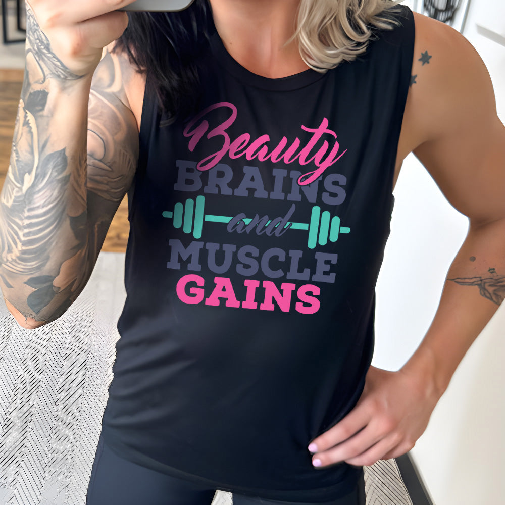 Beauty Brains & Muscle Gains Muscle Tank