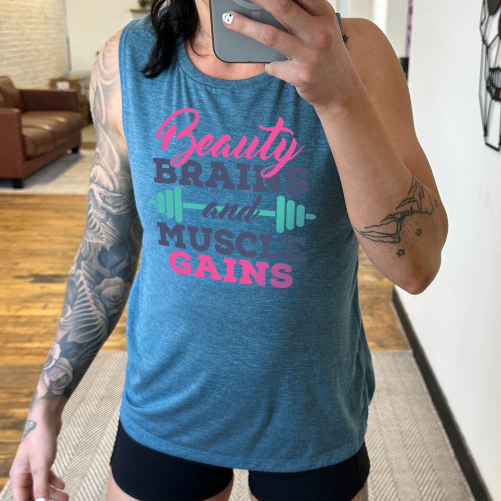 Beauty Brains & Muscle Gains Muscle Tank