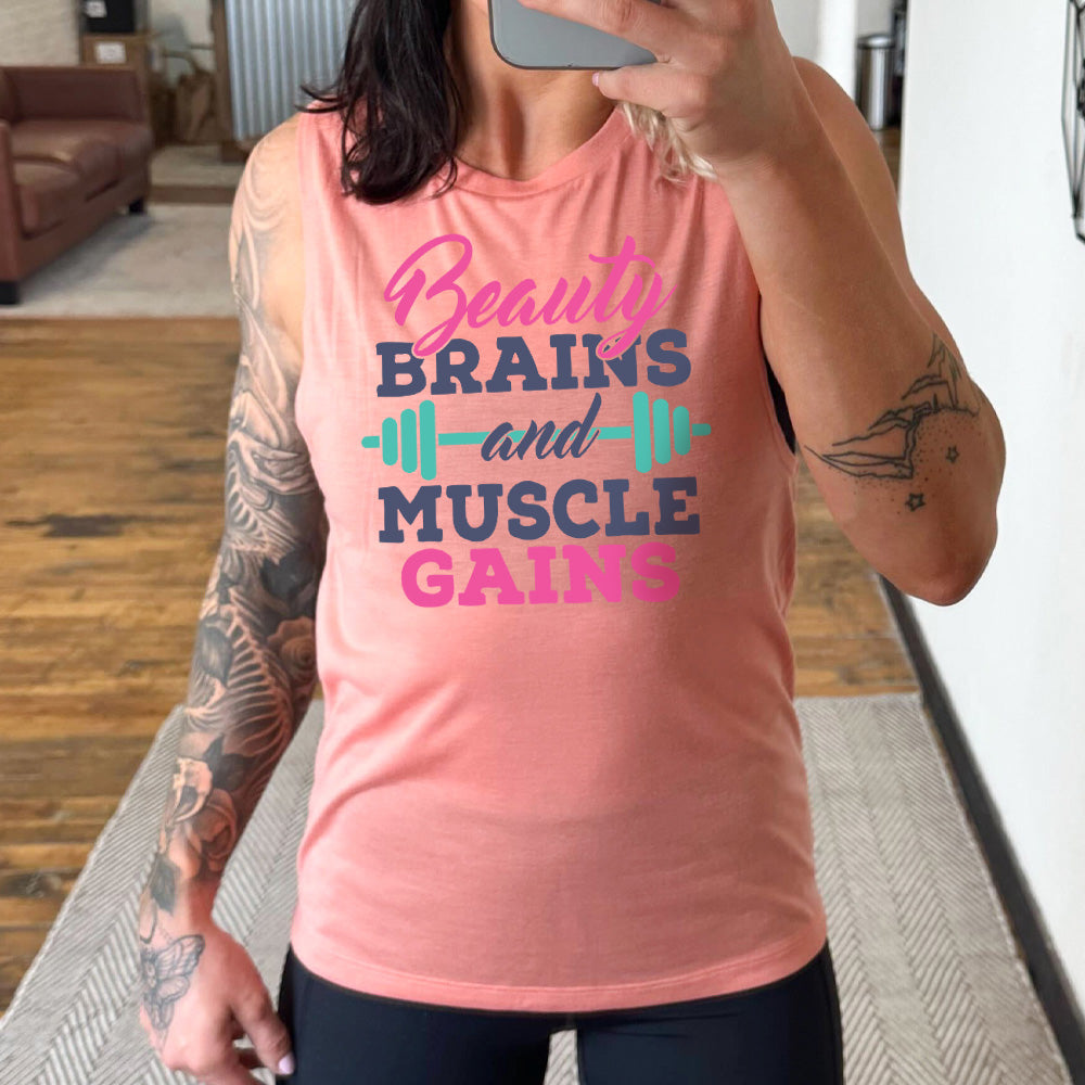 Beauty Brains & Muscle Gains Muscle Tank