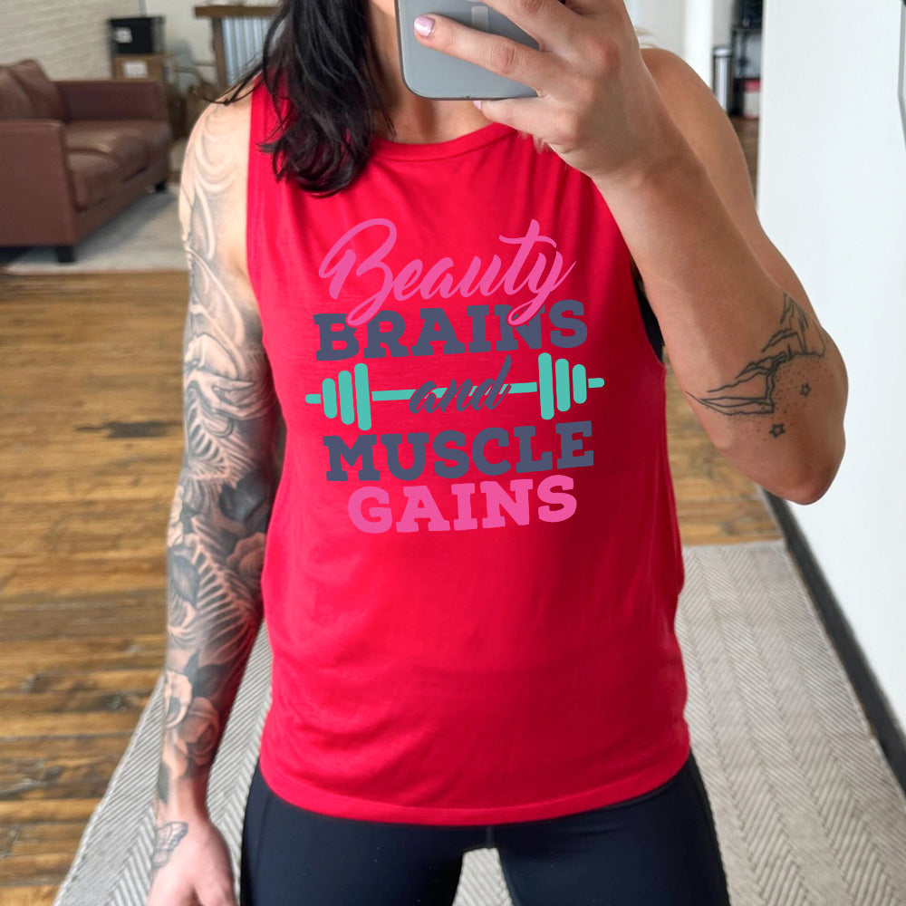 Beauty Brains & Muscle Gains Muscle Tank