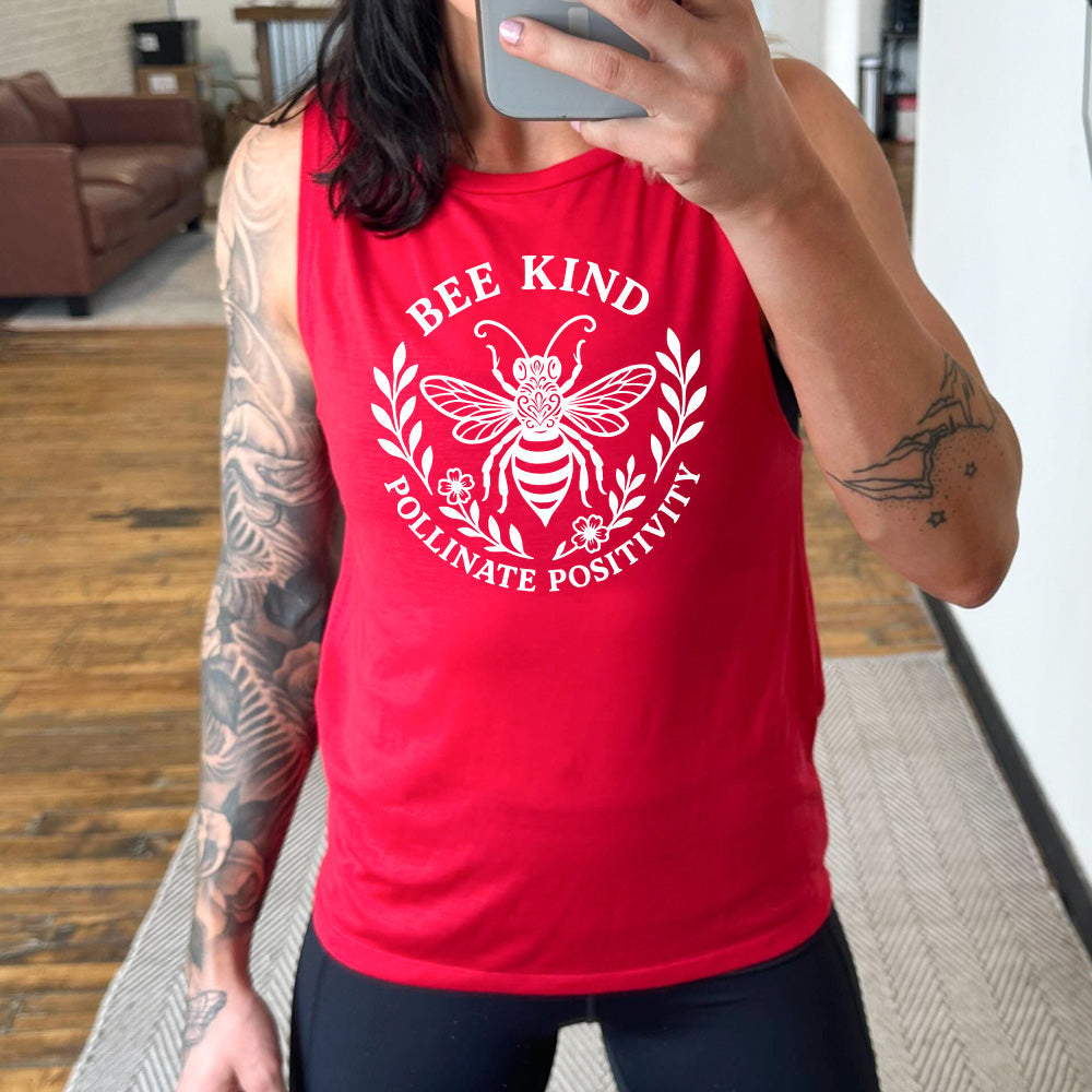 Bee Kind Pollinate Positivity Muscle Tank