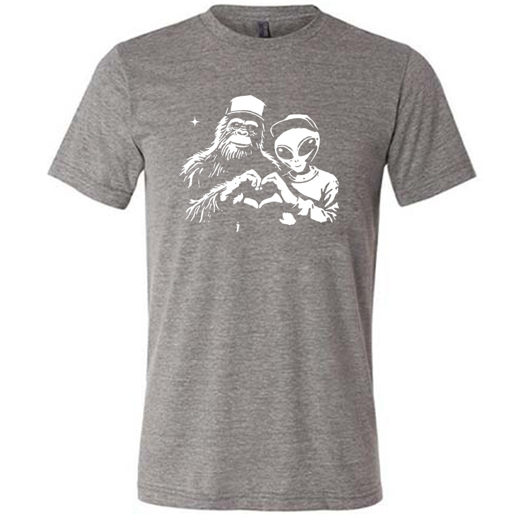 Bigfoot Alien Heart Shirt Unisex