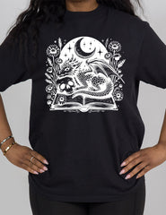 Book Dragon Skull Moon | Modern Tee