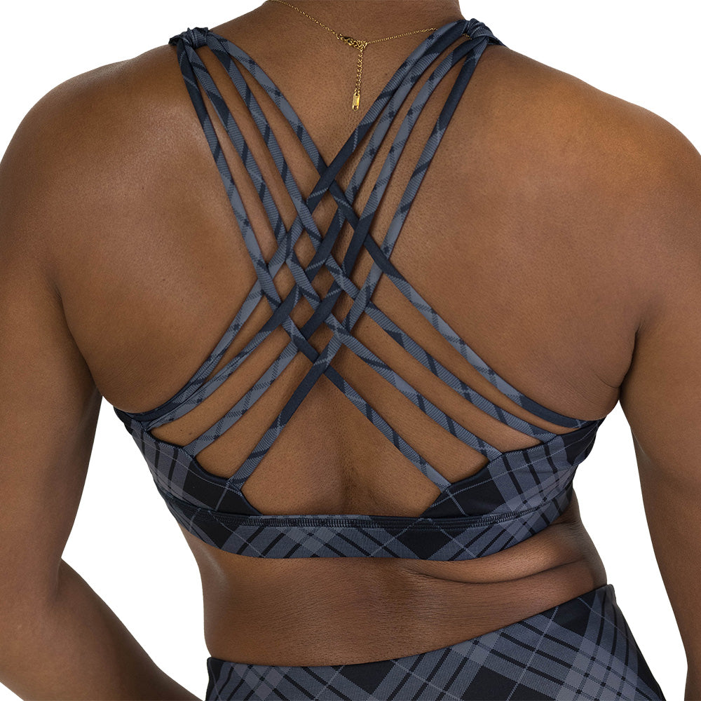 Butterfly Back Bra | Monochrome Plaid