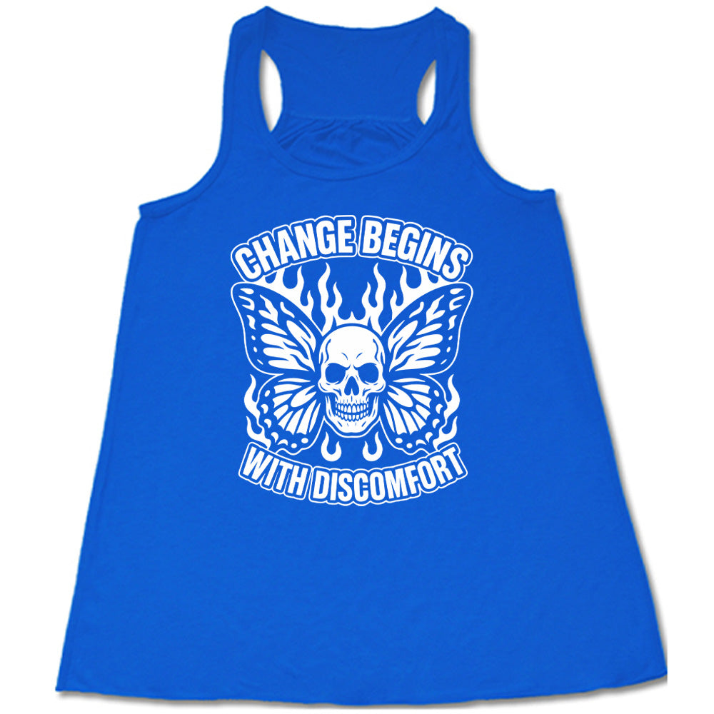 Change Begins with Discomfort Skull Butterfly Shirt
