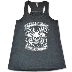 Change Begins with Discomfort Skull Butterfly Shirt