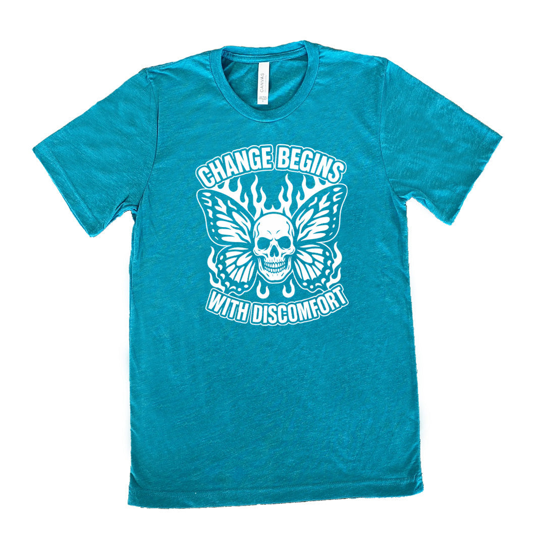 Change Begins with Discomfort Skull Butterfly Shirt Unisex
