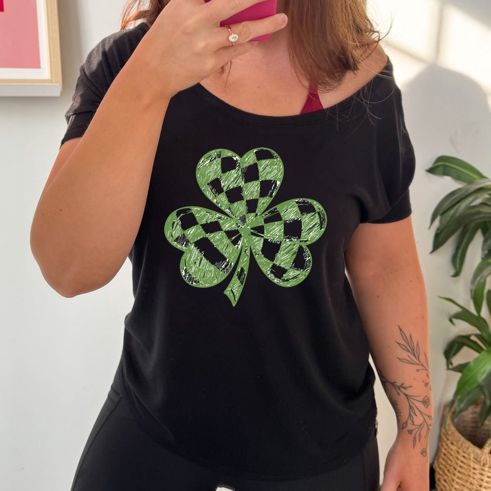 Checkered Shamrock | Slouchy Tee
