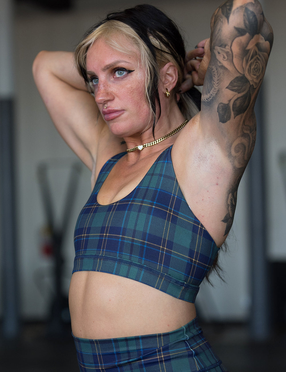 Butterfly Back Bra | Blue Spruce Plaid