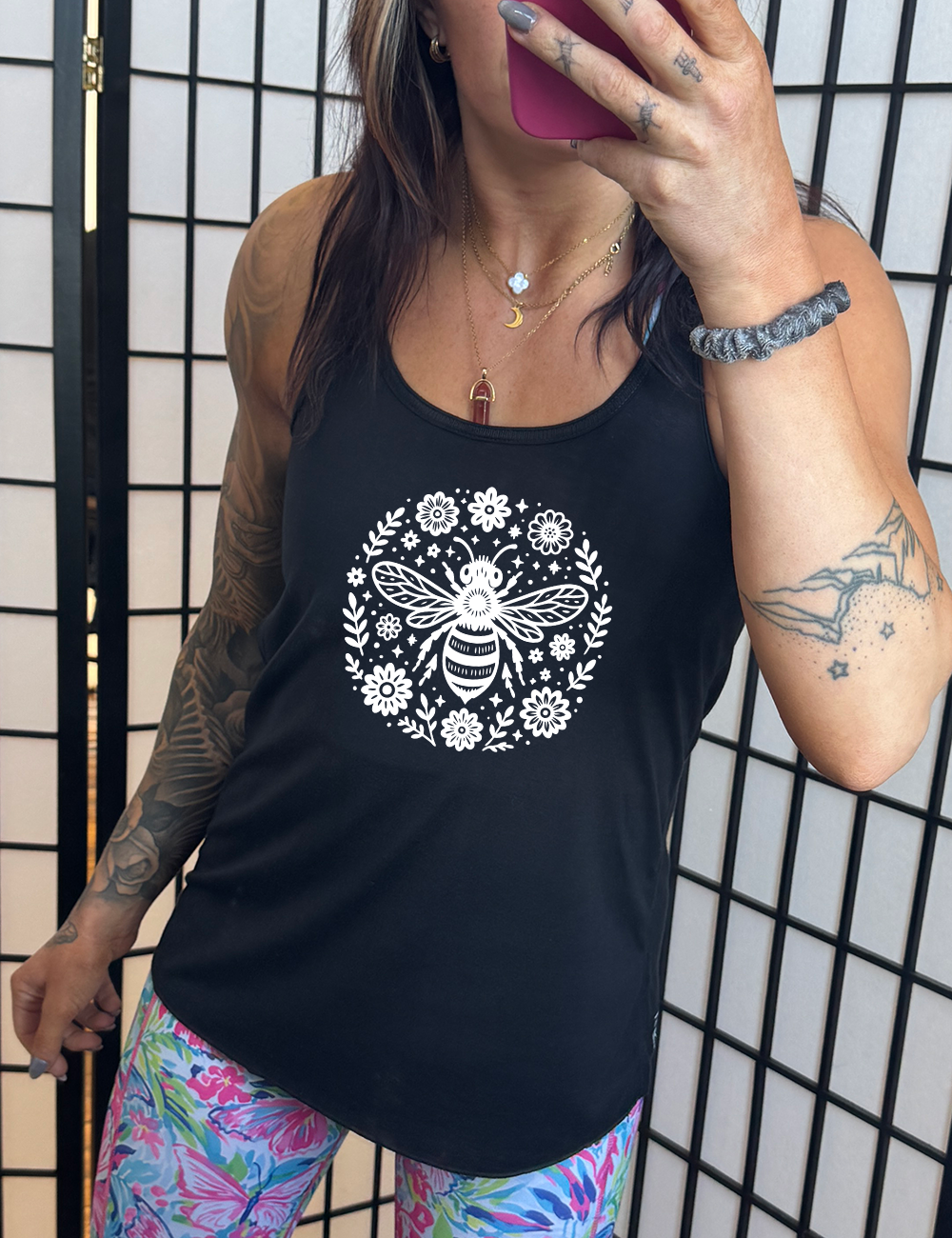 Bee and Flowers BOHO Shirt