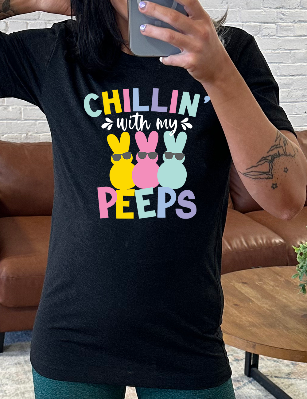 Chillin' With My Peeps - Black Unisex Tee - TikTok