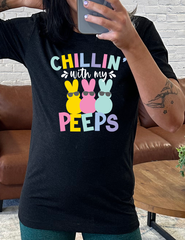 Chillin' With My Peeps - Black Unisex Tee - TikTok